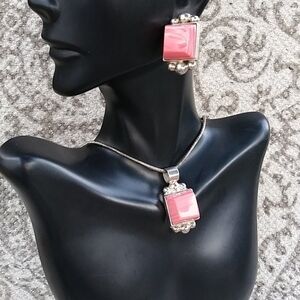 Pink Rhodochrosite, 925 Vintage Mexico Jewelry Set